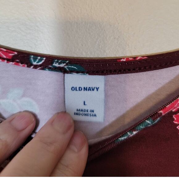 Old Navy NWT Twisted Floral Dress Knee Length Boat Neck Long Sleeves Size Large - Picture 6 of 7